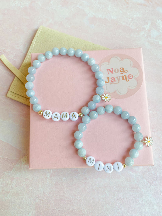 Silver Daisy Amazonite Mama Mini Bracelets