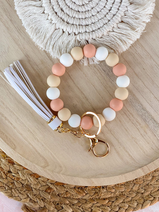 Peach Beige Wristlet Keychain