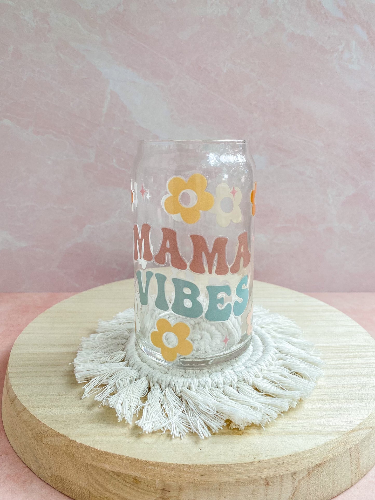 Mama Vibes Glass Cup