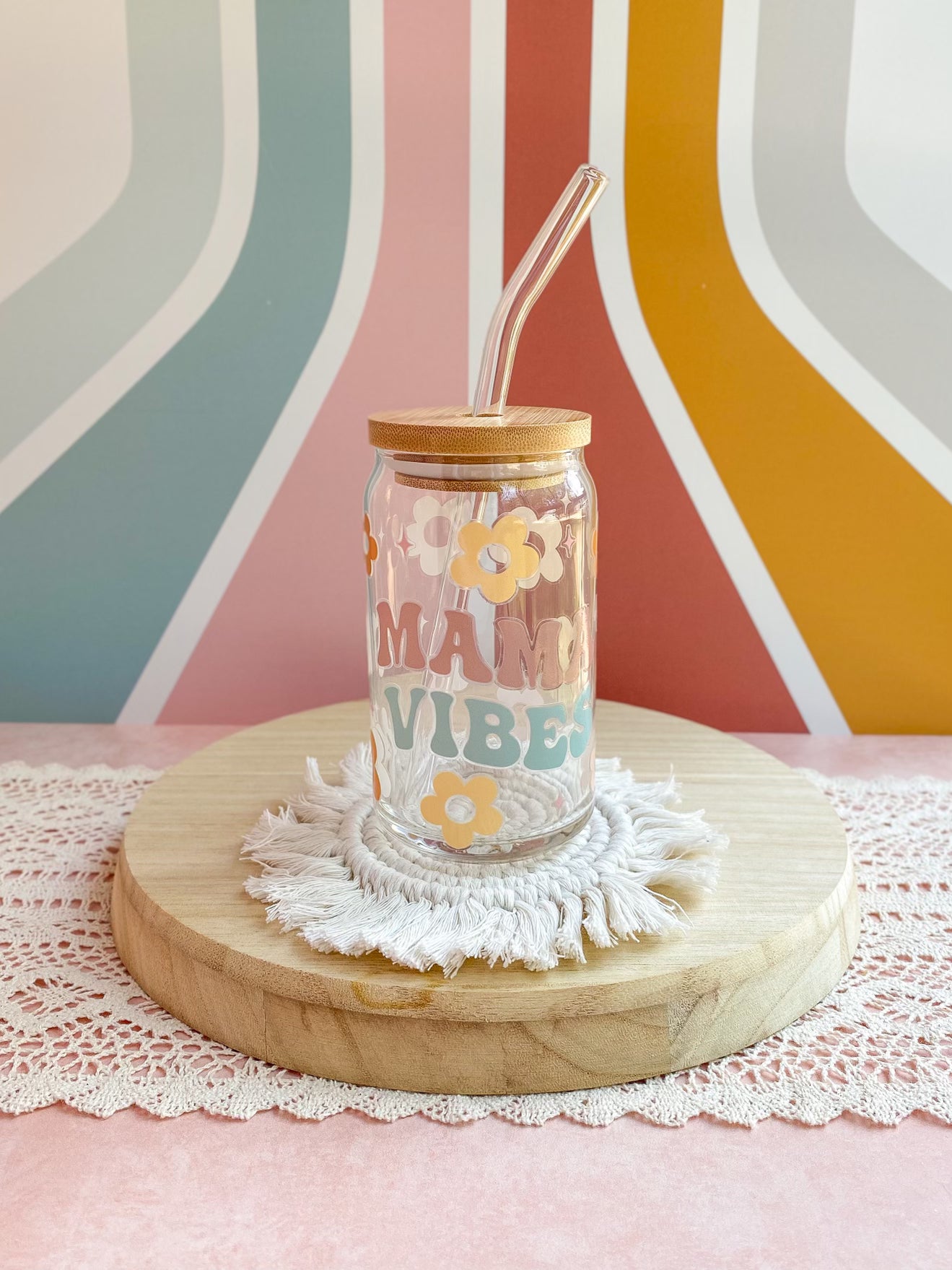 Mama Vibes Glass Cup