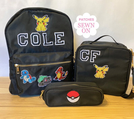 3-Piece Set Boys Custom Backpack with Patches