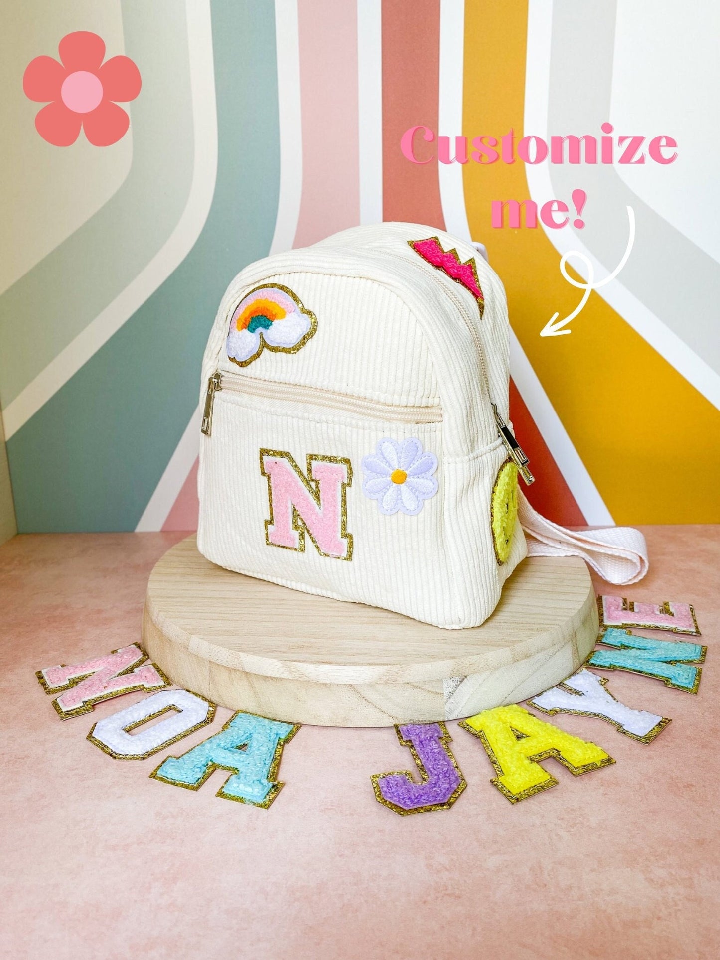 Mia Glitter Patch Custom Backpack Mini