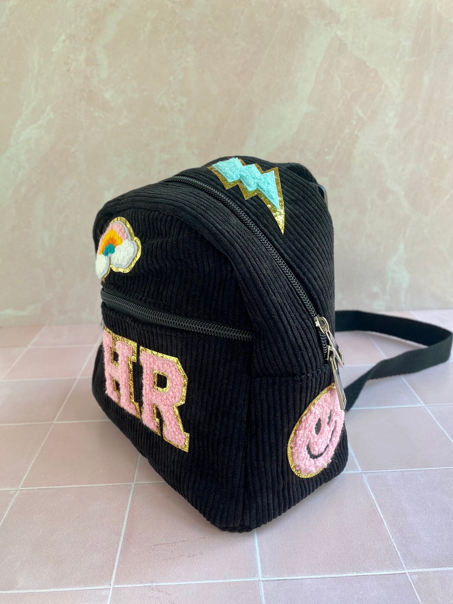 Custom Mini Corduroy Backpack with Patches