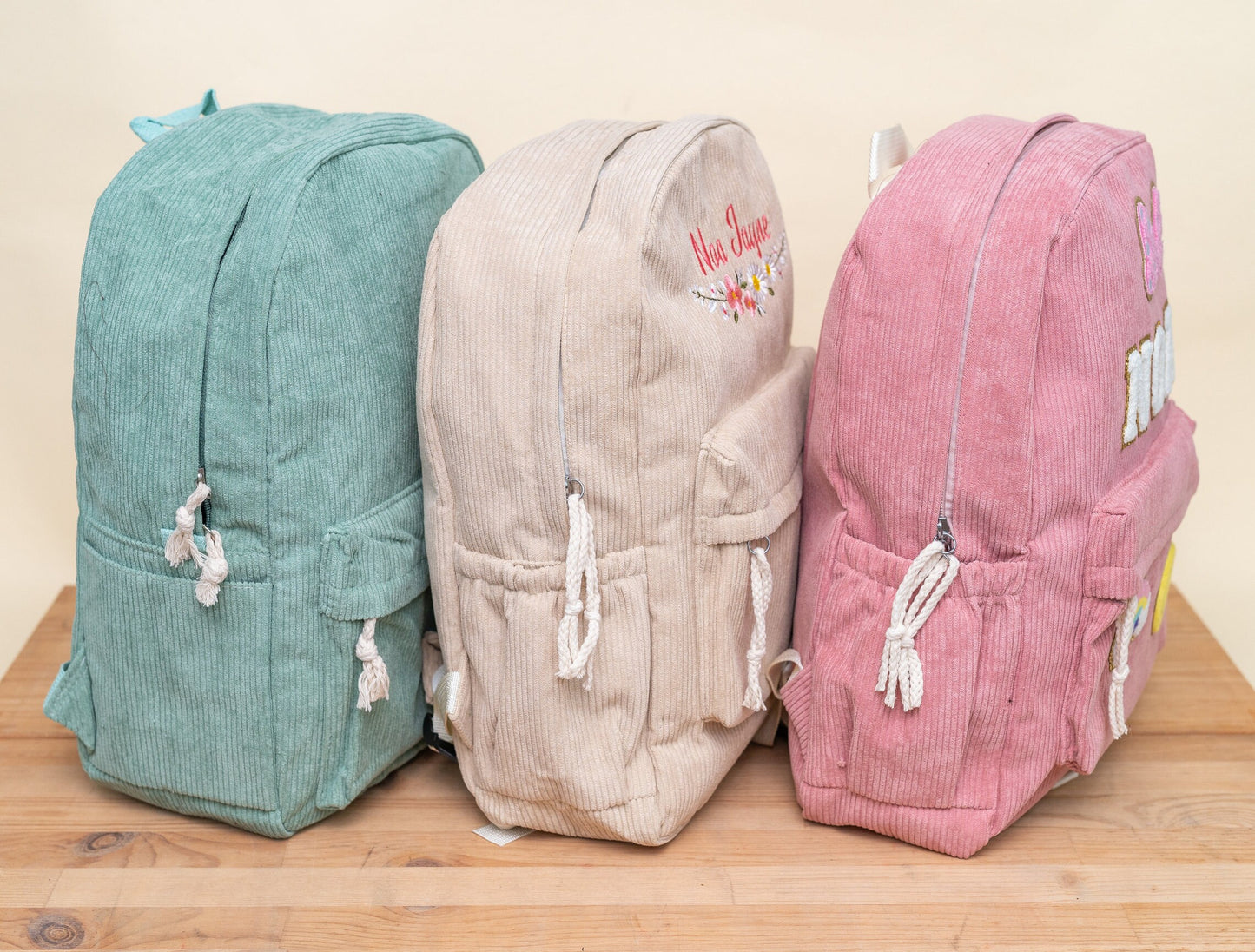 Custom Corduroy Backpack with Patches for Girls